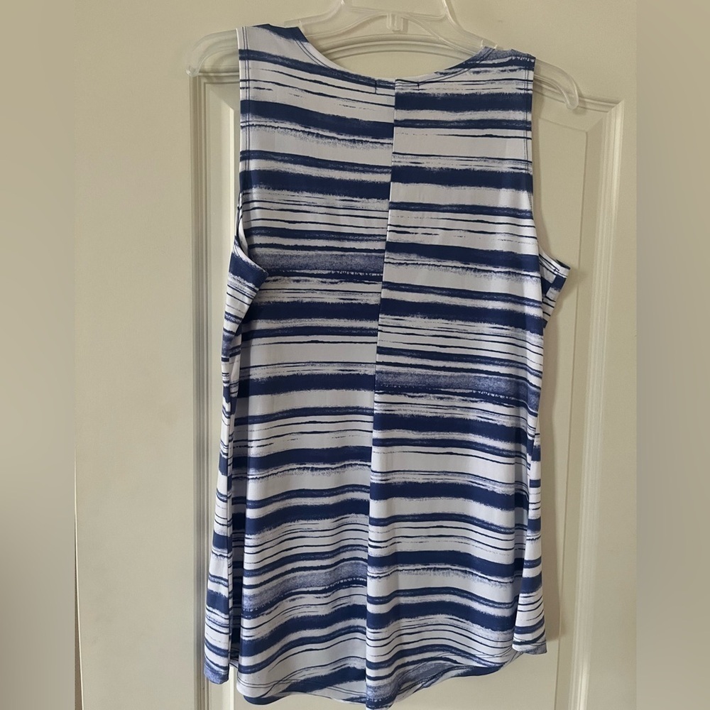 Susan Lawrence Striped Blue and White Women's Top size Large - Picture 4 of 13